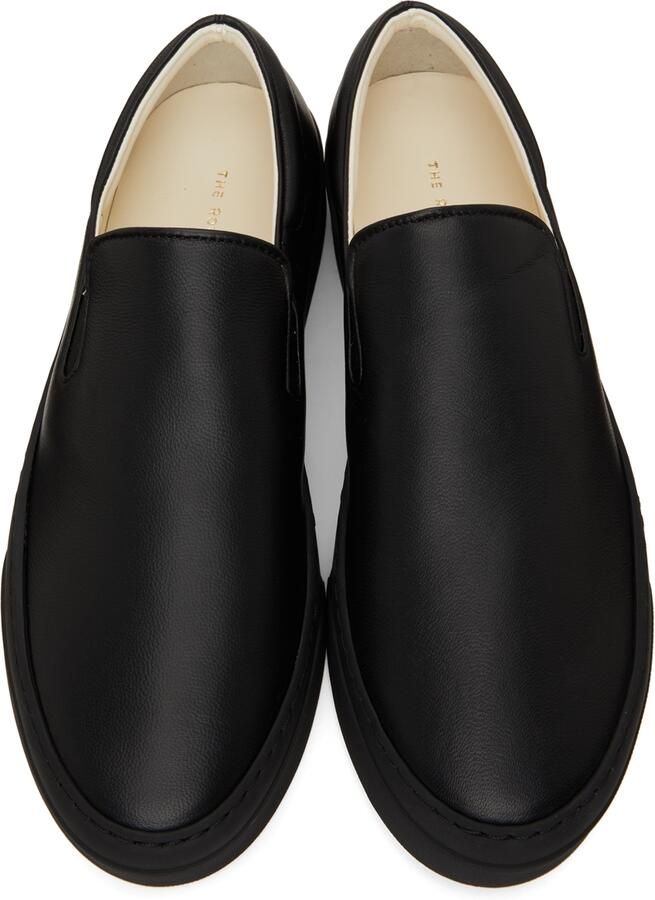 The Row Black Leather Marie H Slip-On Sneakers