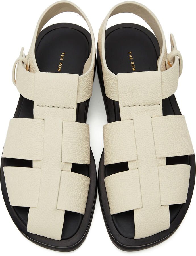 The Row Black Leather Fisherman Sandals