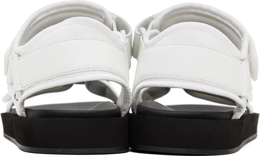 The Row White Hook And Loop Flat Sandals