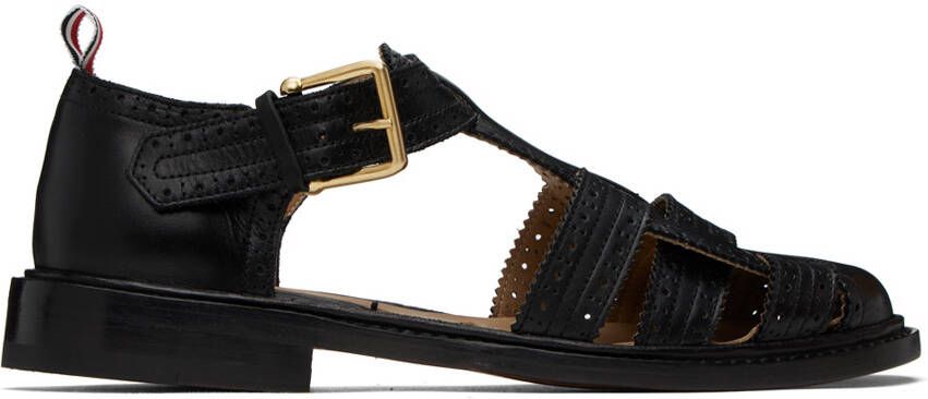 Thom Browne Black Brogued Fisherman Sandals - Picture 5