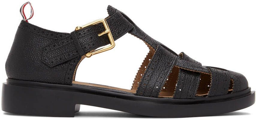 Thom Browne Black Brogued Fisherman Sandals - Picture 4