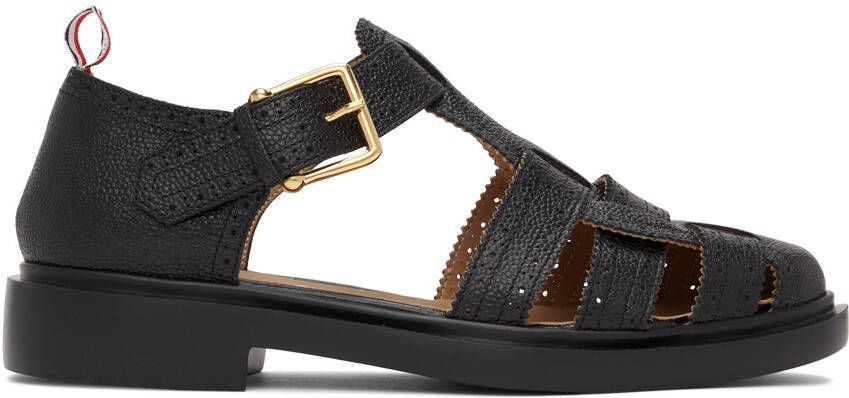 Thom Browne Black Brogued Fisherman Sandals - Picture 5