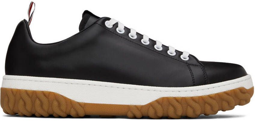 Thom Browne Black Cable Knit Court Sneakers - Picture 5