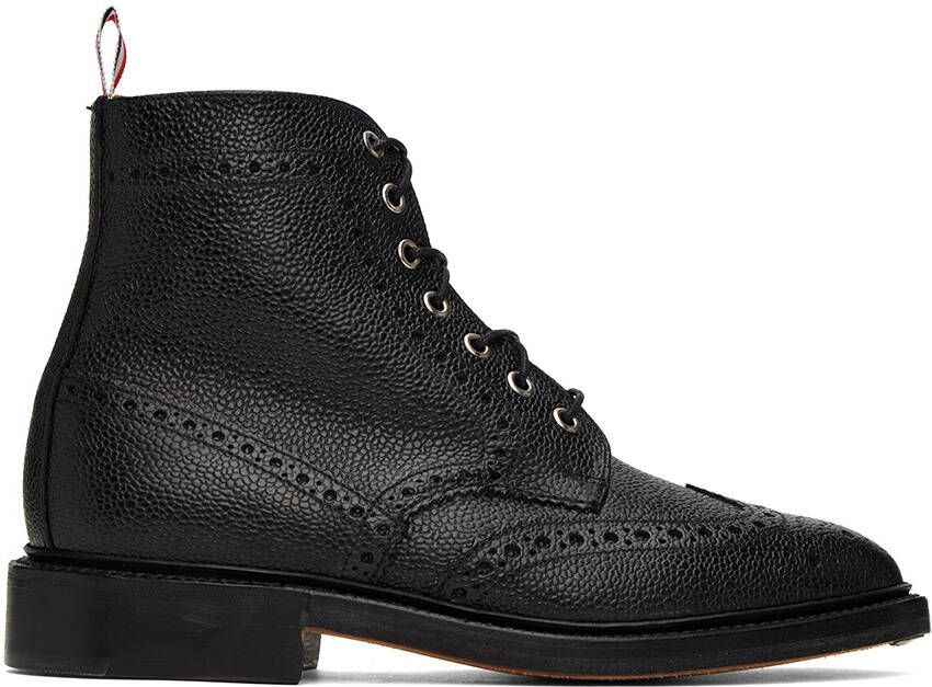 Thom Browne Black Classic Wingtip Boots - Picture 4