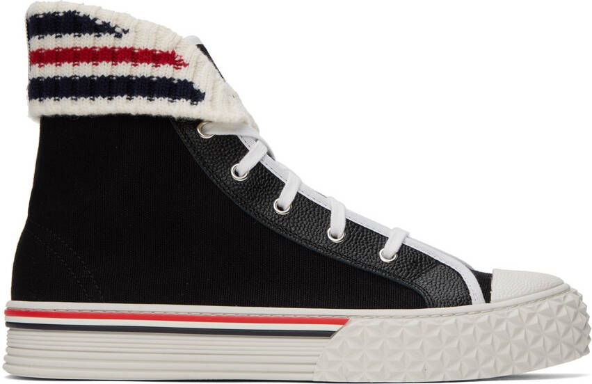 Thom Browne Black Collegiate High Top Sneakers - Picture 5