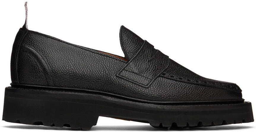 Thom Browne Black Commando Sole Penny Loafers