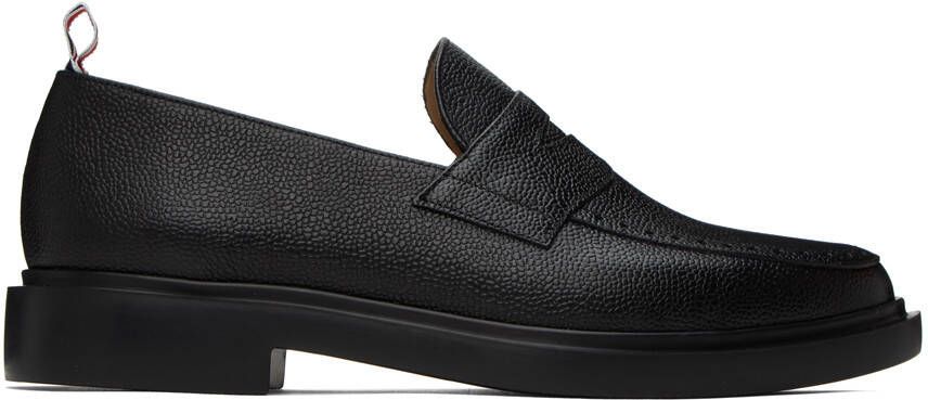Thom Browne Black Pebble Grained Penny Loafers - Picture 5