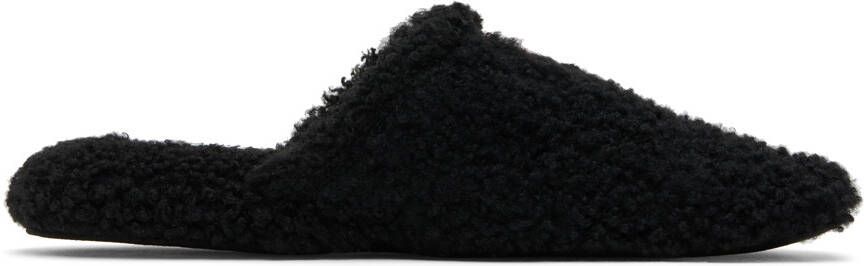 Thom Browne Black Shearling Slippers