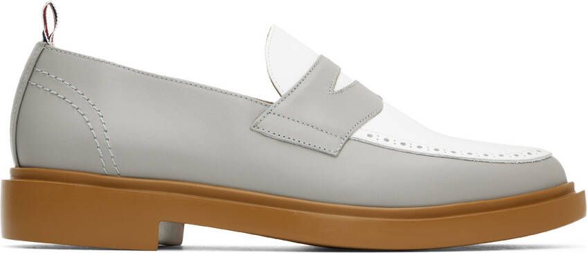 Thom Browne Gray & White Lightweight Penny Loafers - Picture 5