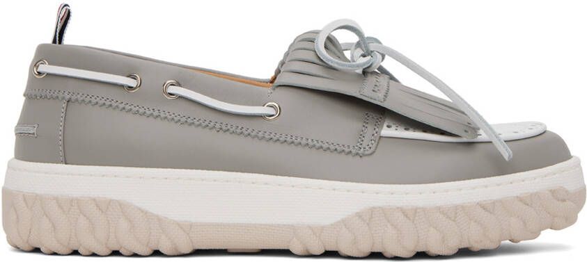 Thom Browne Gray Kilted Loafers - Picture 5