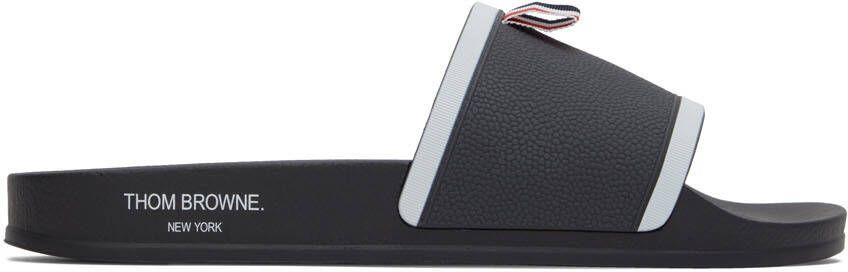 Thom Browne Gray Pool Slides - Picture 5