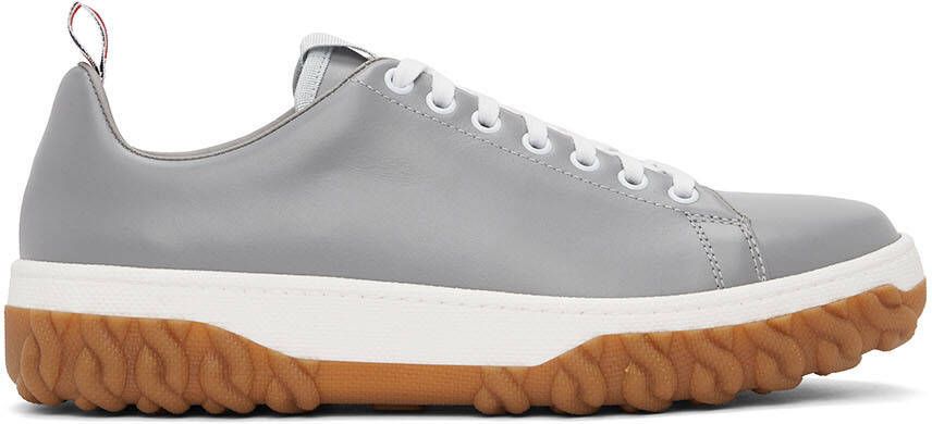 Thom Browne Grey Cable Knit Sole Court Sneakers - Picture 5