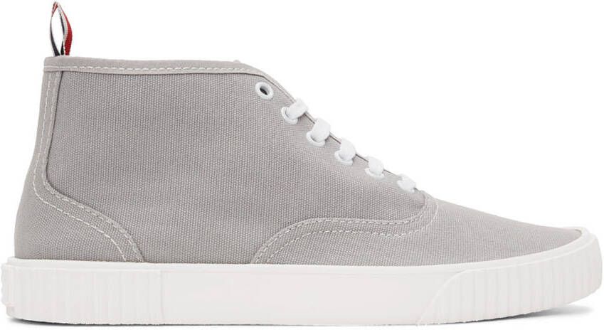 Thom Browne Grey Mid-Top Heritage Sneakers - Picture 5