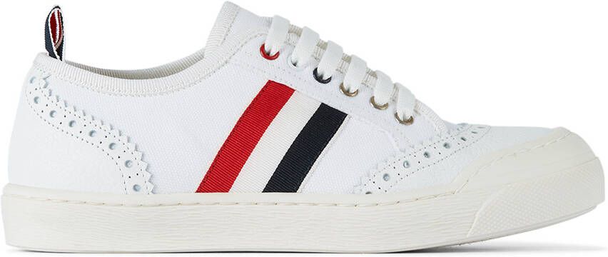 Thom Browne Kids White Side Stripe Low Sneakers - Picture 4