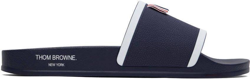 Thom Browne Navy Pool Slides - Picture 5