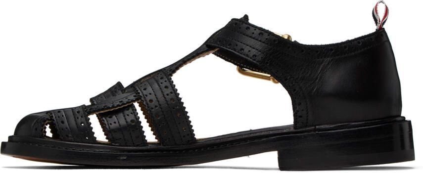 Thom Browne Black Brogued Fisherman Sandals - Picture 3