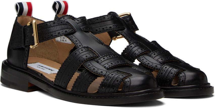 Thom Browne Black Brogued Fisherman Sandals - Picture 2
