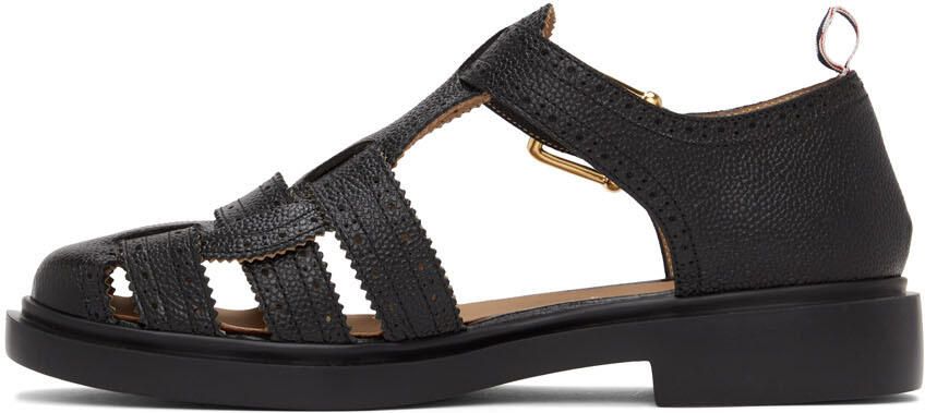 Thom Browne Black Brogued Fisherman Sandals - Picture 3