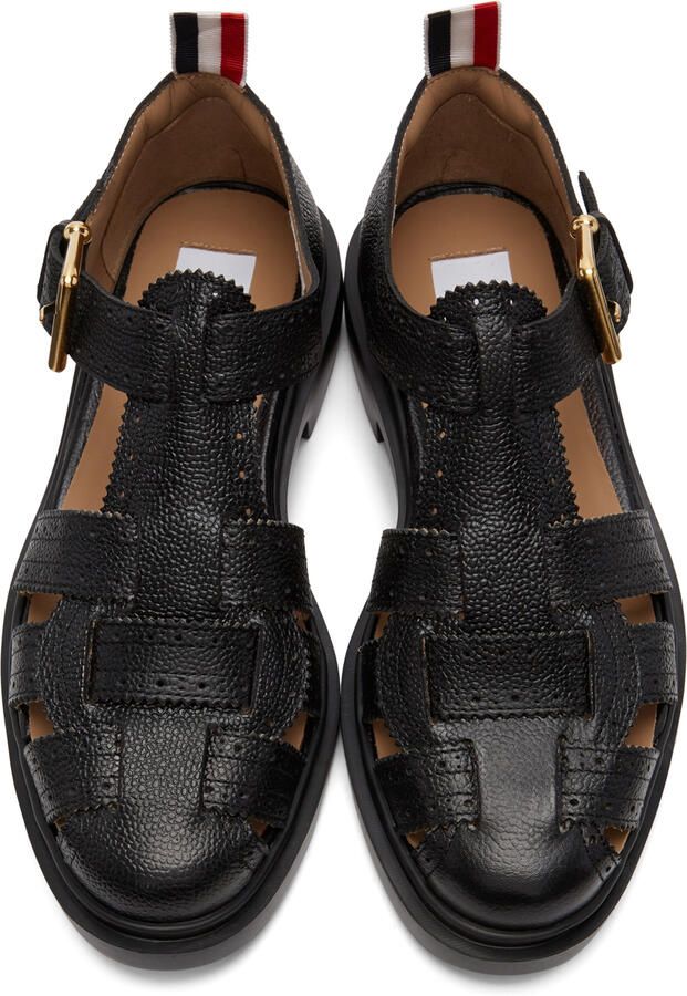 Thom Browne Black Brogued Fisherman Sandals