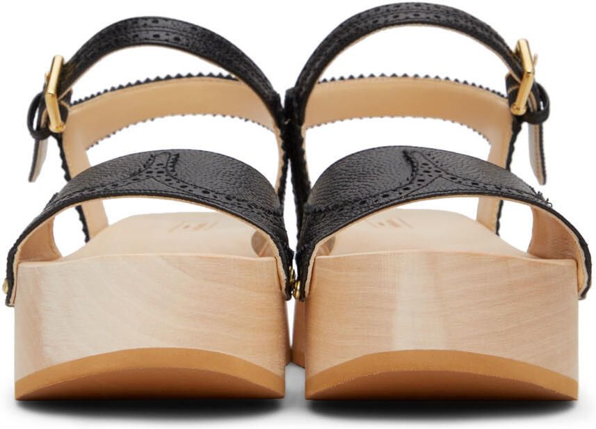 Thom Browne Black Brogued Wing-Tip Clog Sandals - Picture 2