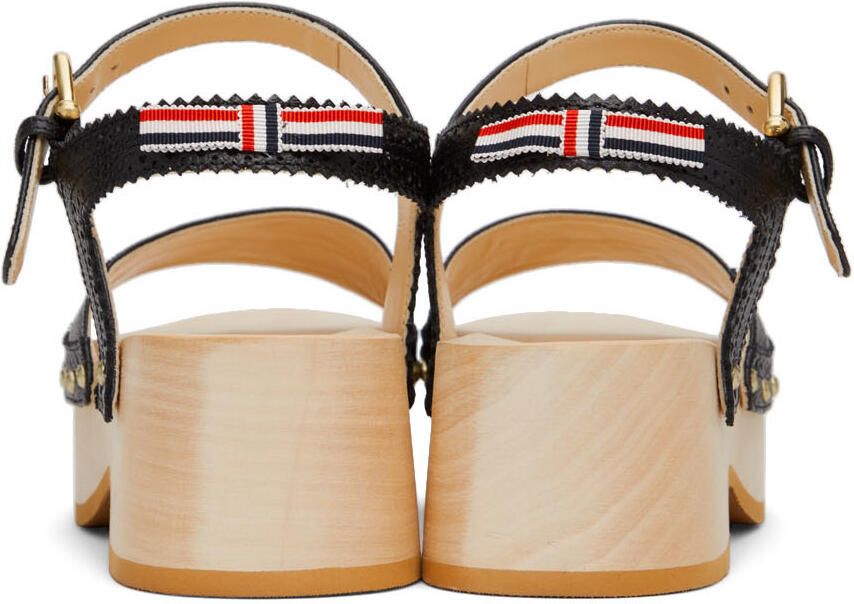 Thom Browne Black Brogued Wing-Tip Clog Sandals - Picture 3