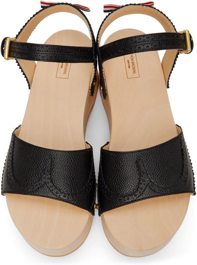 Thom Browne Black Brogued Wing-Tip Clog Sandals