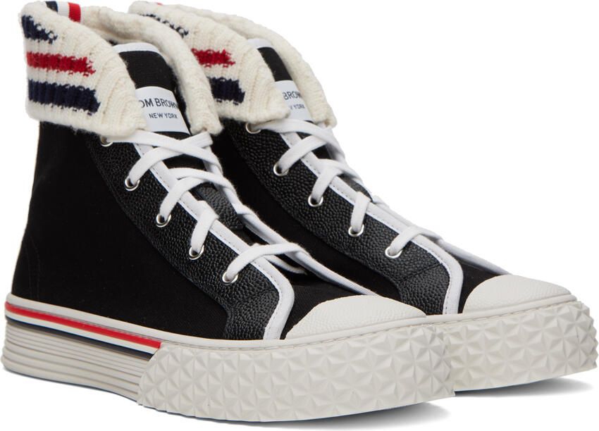 Thom Browne Black Collegiate High Top Sneakers - Picture 2