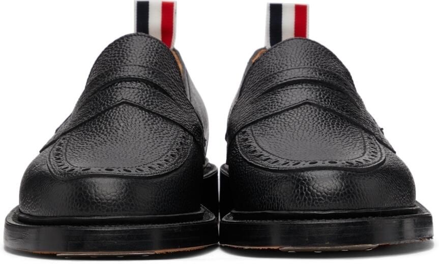 Thom Browne Black Pebble Grained Penny Loafers - Picture 2