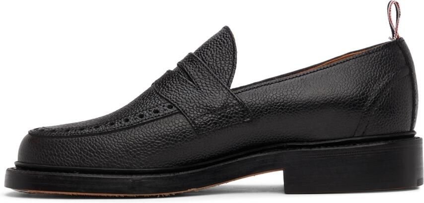 Thom Browne Black Pebble Grained Penny Loafers - Picture 3