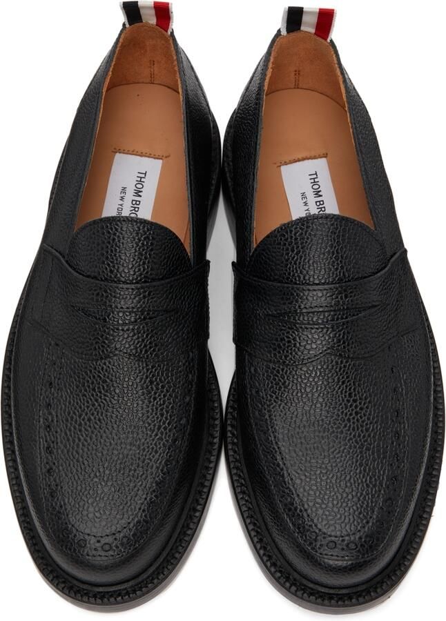 Thom Browne Black Pebble Grained Penny Loafers