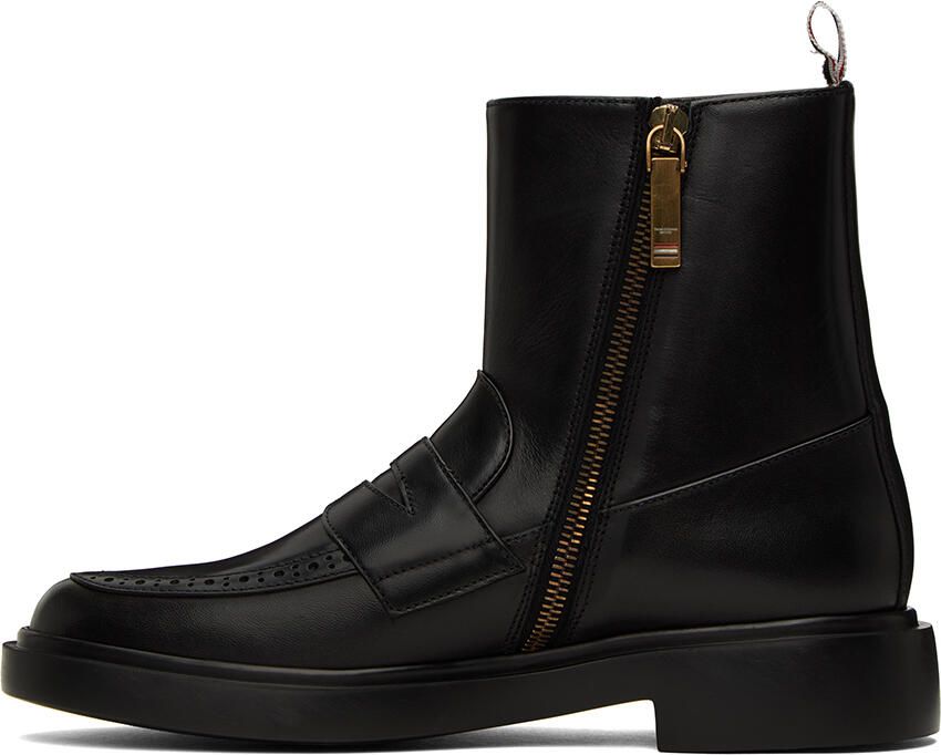Thom Browne Black Penny Loafer Boots - Picture 3