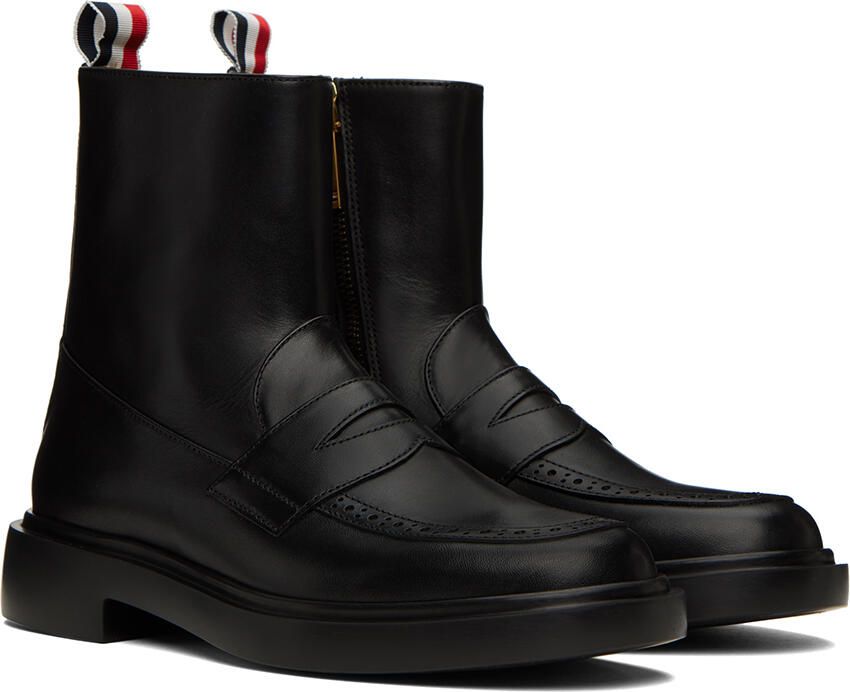 Thom Browne Black Penny Loafer Boots - Picture 2