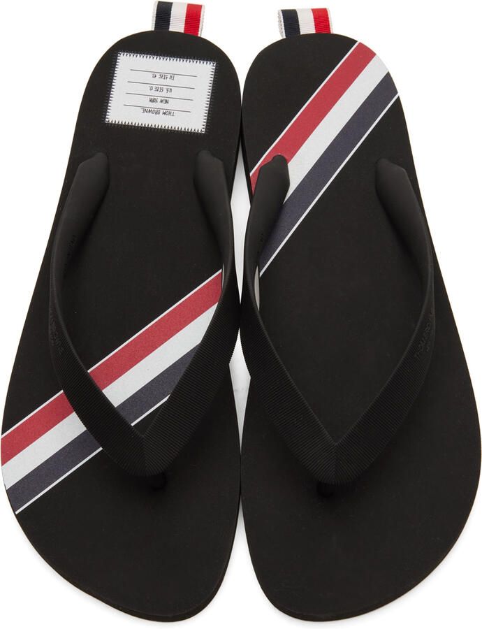 Thom Browne Black RWB Stripe Flip-Flops