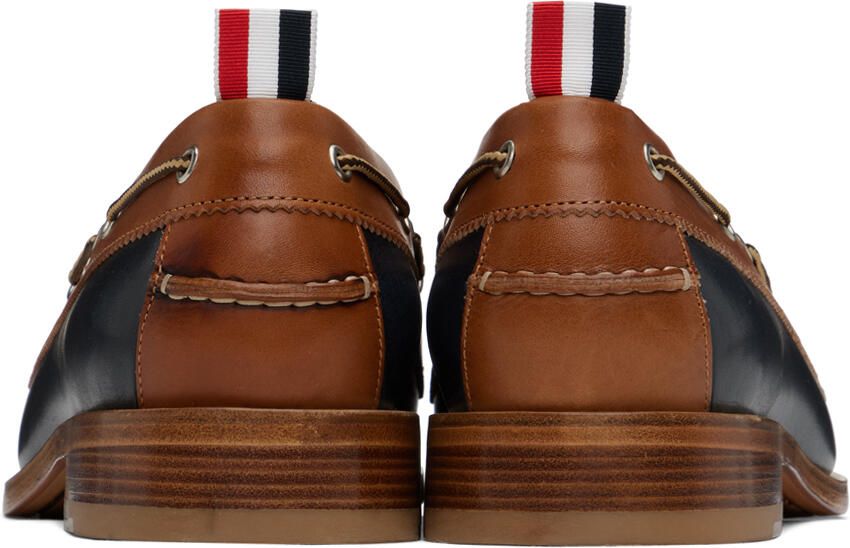 Thom Browne Brown & Navy Perforated Loafers