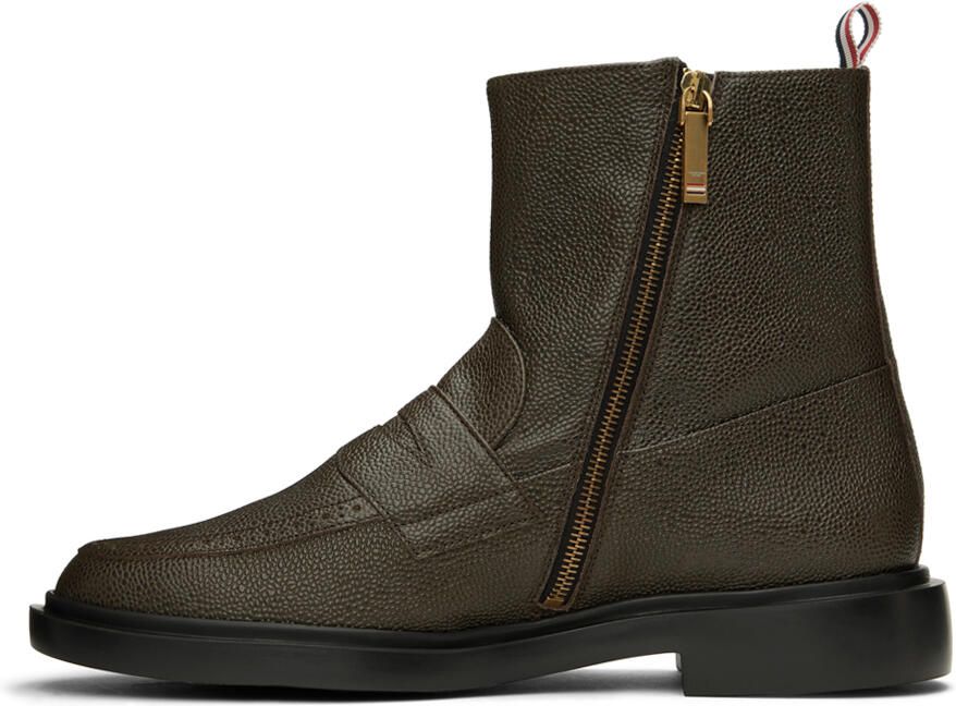 Thom Browne Brown Penny Loafer Boots - Picture 3
