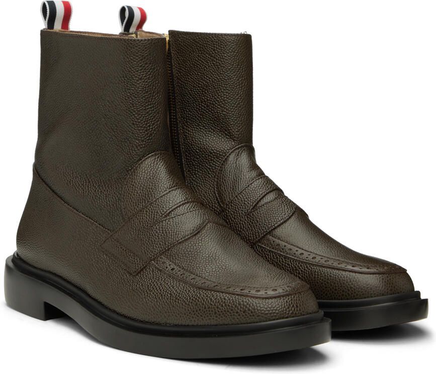 Thom Browne Brown Penny Loafer Boots - Picture 2