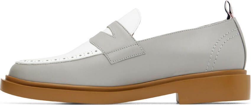 Thom Browne Gray & White Lightweight Penny Loafers - Picture 3