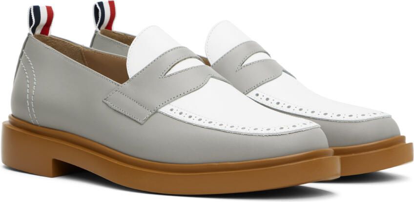 Thom Browne Gray & White Lightweight Penny Loafers - Picture 2