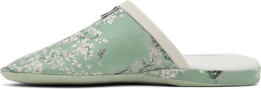 Thom Browne Green Silk Slippers - Picture 4