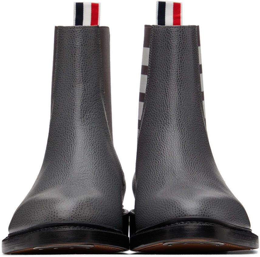 Thom Browne Grey 4-Bar Chelsea Boots