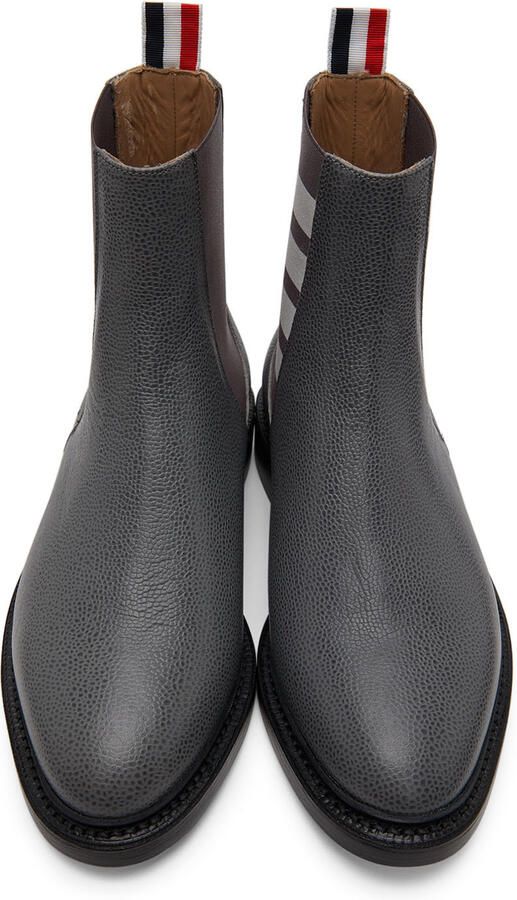 Thom Browne Grey 4-Bar Chelsea Boots - Picture 3