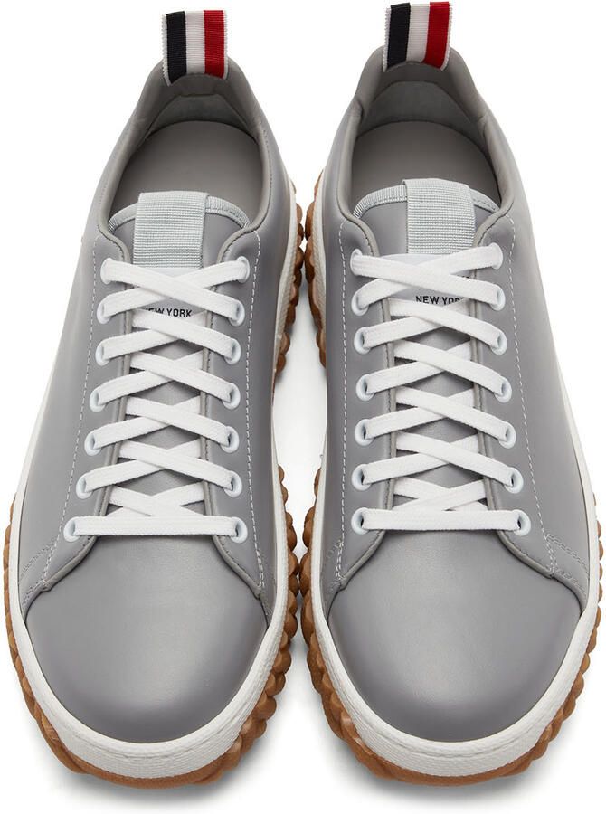 Thom Browne Grey Cable Knit Sole Court Sneakers