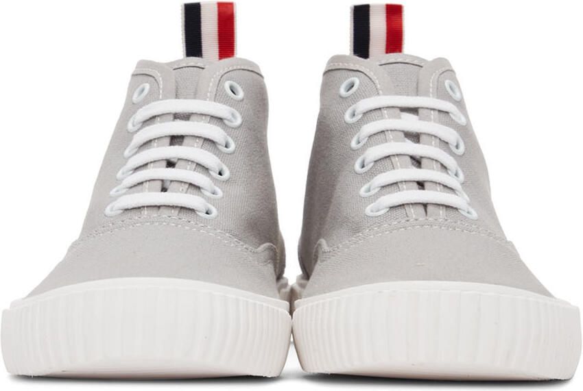 Thom Browne Grey Mid-Top Heritage Sneakers - Picture 3