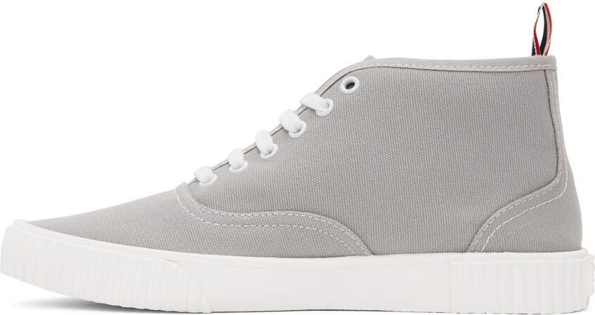Thom Browne Grey Mid-Top Heritage Sneakers - Picture 4