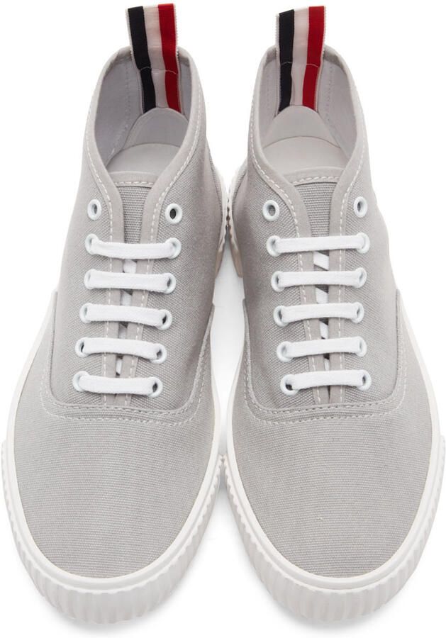 Thom Browne Grey Mid-Top Heritage Sneakers - Picture 2