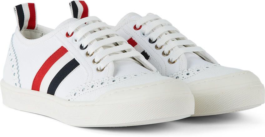 Thom Browne Kids White Side Stripe Low Sneakers - Picture 2