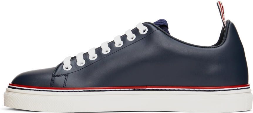 Thom Browne Navy Calfskin Tennis Sneakers - Picture 3