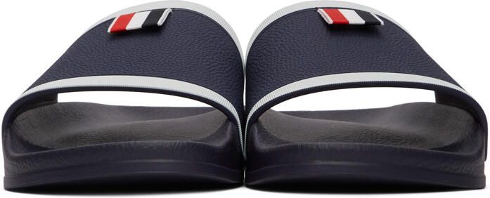 Thom Browne Navy Rubber Pool Slides - Picture 2
