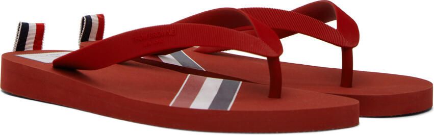 Thom Browne Red RWB Stripe Flip Flops - Picture 3