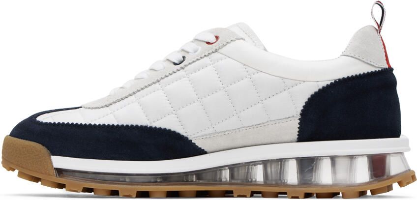 Thom Browne White & Navy Quilted Tech Runner Sneakers - Picture 3